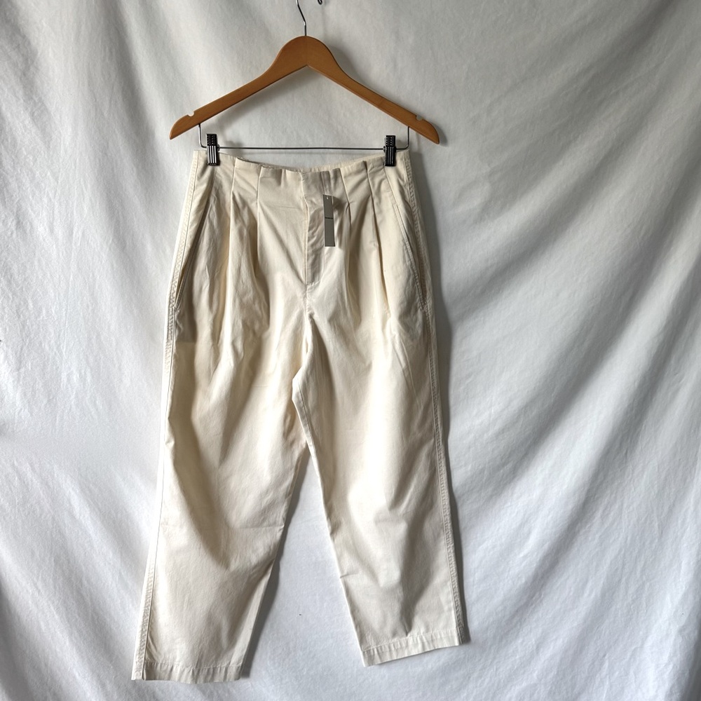 High-Waist Pleated Wide-Leg Pants — Cream - Picture 2 of 10